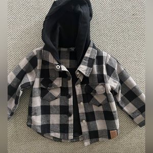 LITTLE BIPSY HOODED PLAID JACKET